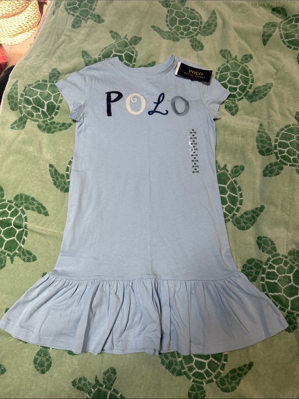 Polo by Ralph Lauren Light Blue Ruffle Hem Kids Dress